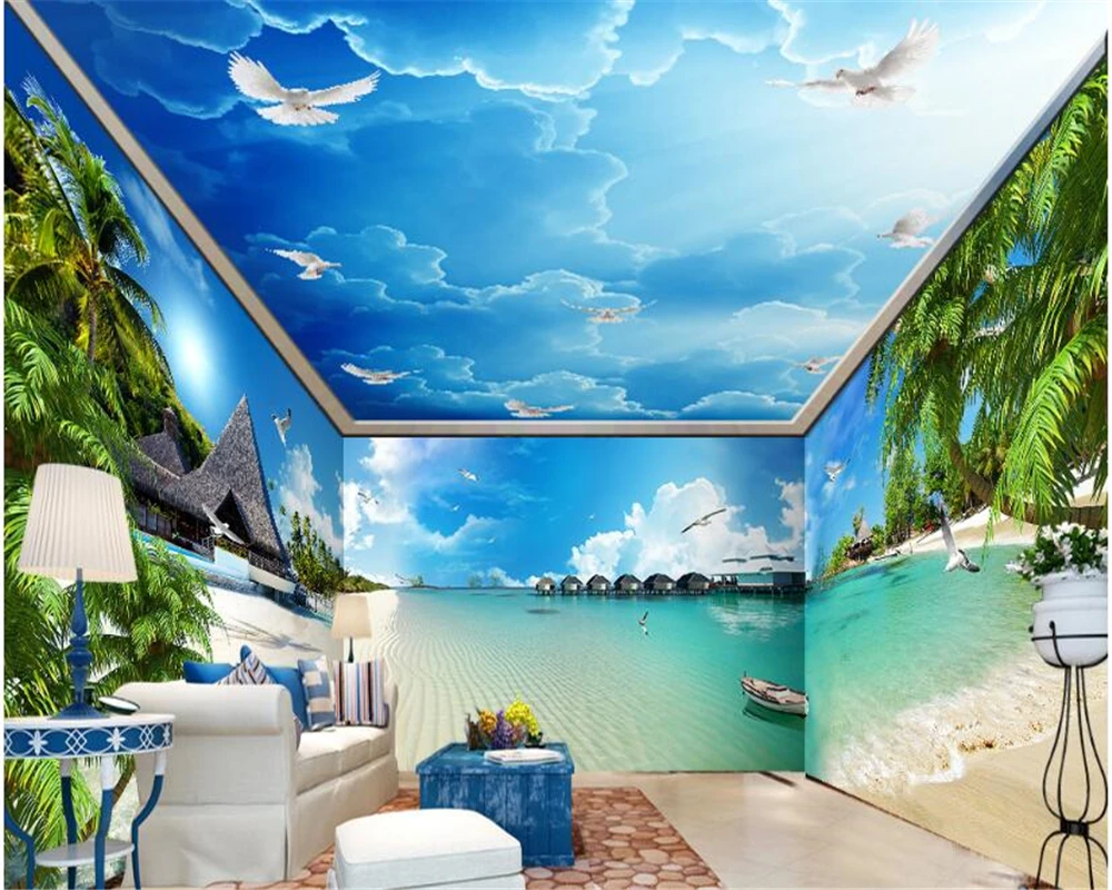 3d обои для обоев трехмерная настенная бумага azure blue sea coast beach full house|Обои| |