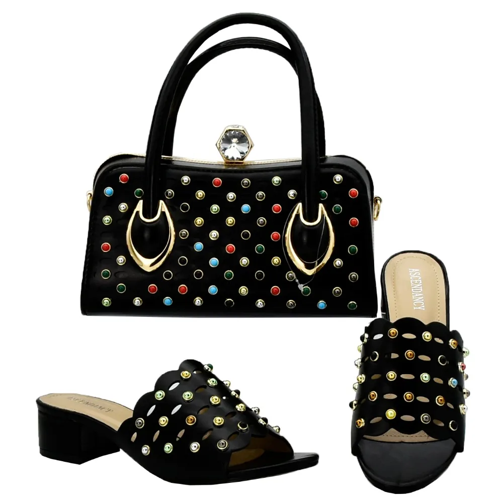 Sac 1 À Coloré Perle Italien 4 Assortir La 3 Chaussures 2 5 2019 Et Pour Or talons Ensemble Dernière Mode Mid Partie Avec tnU0wEqYS