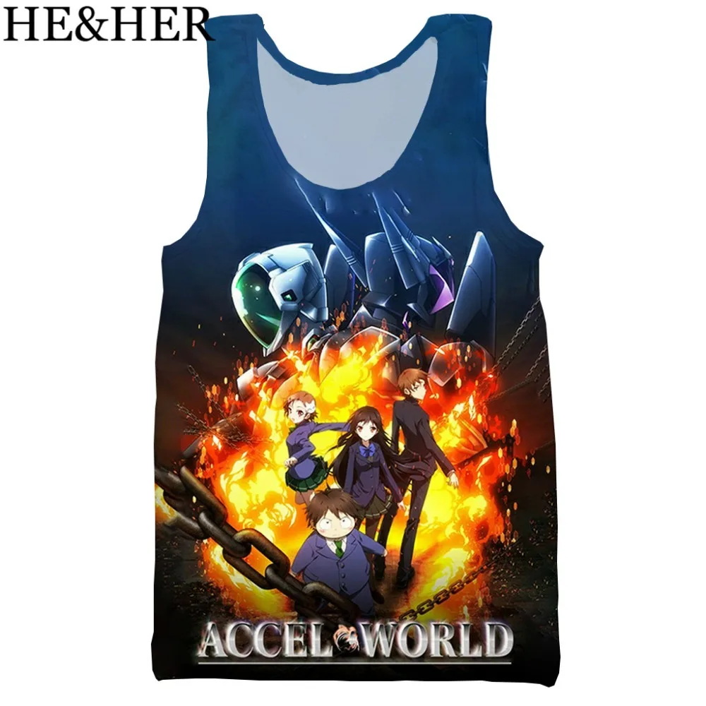 Аниме Accel World 3D печатных унисекс на бретелях для мужчин модные летние на бретелях выработать мужские женские Топы Холтер на бретелях
