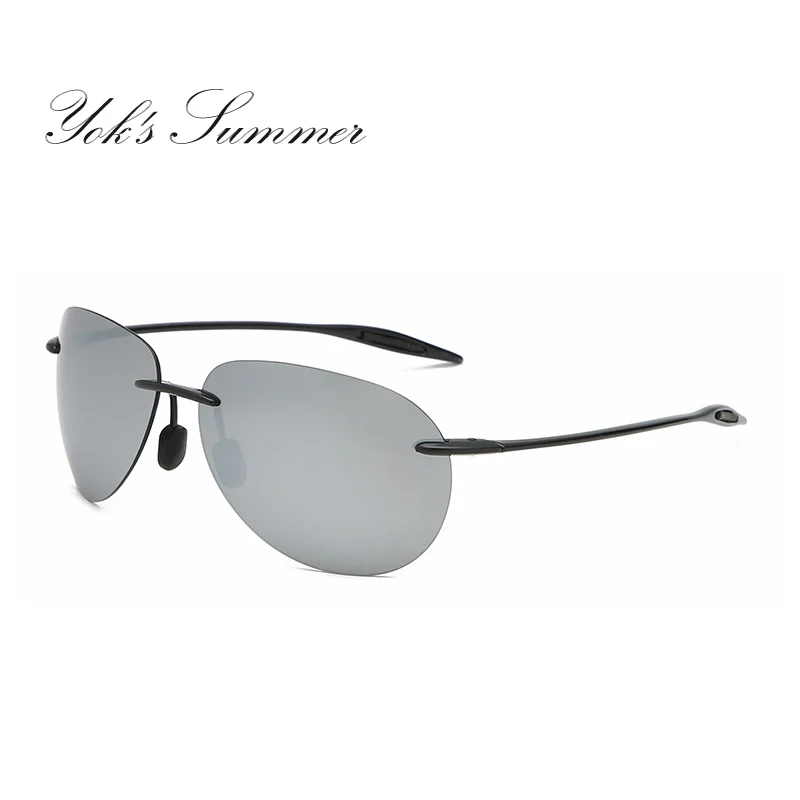 YOK'S ультра легкие 13,3g солнцезащитные очки без оправы гибкие TR90 украшения для очков для женщин и мужчин Поляризованные тени для вождения Goggle HN1303 - Цвет линз: C5 Black Silver