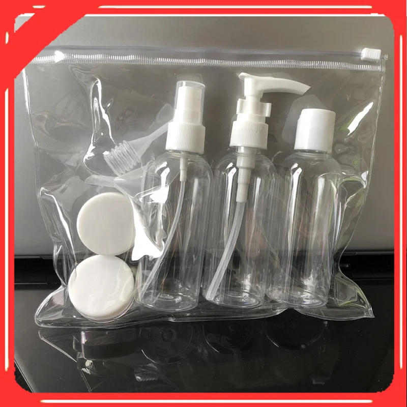 

New Professional Portable Transparent Travel Cosmetic Bottle Points Bottling Five Set Plastic Material 100% New and High Quality