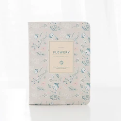 Korean Kawaii Vintage Flower Diary Planner - A6 Agenda Notebook (Beige)