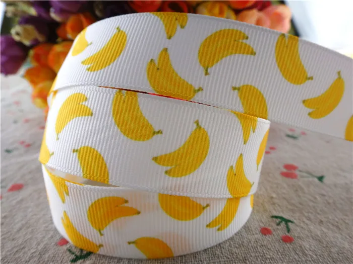 17010144,New arrival 7/8" (22mm) 10 yards/lot banana fruit printed