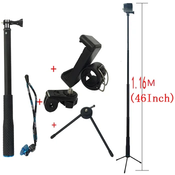 

43inch Extendable Monopod Handheld Selfie Stick Pole For Gopro Hero 6 5 4 3+ Xiaomi YI 4K SJCAM sj4000 EKEN Sprot Camera Tripod