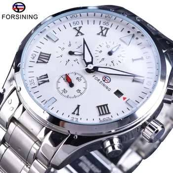 

Forsining Classic Stainless Steel Series Men Multifunction Calendar Men Watch Top Brand Luxury Automatic Mechanical Wrist Watch