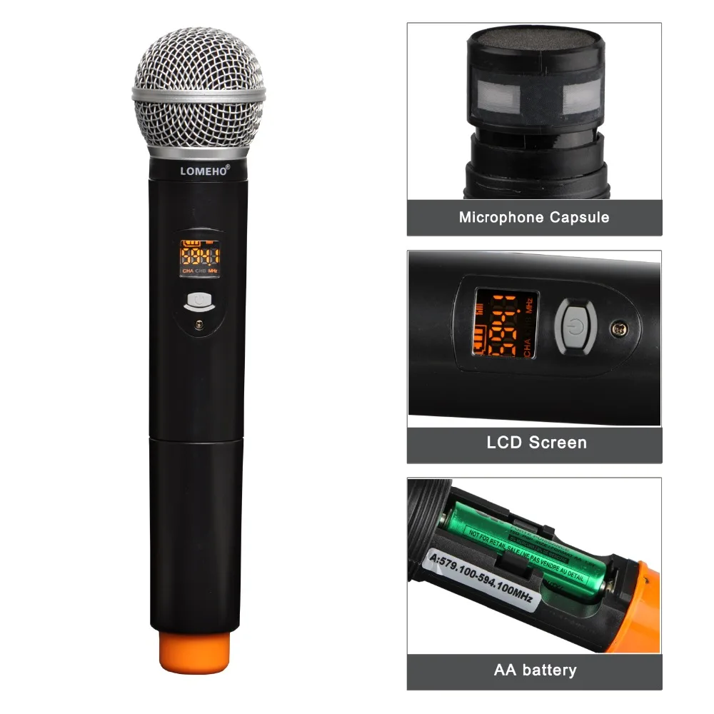 LOMEHO LO-U21 2 Way 2x16 Adjustable Frequency 2 Handheld LCD Screen Party Church School Dj Meeting 