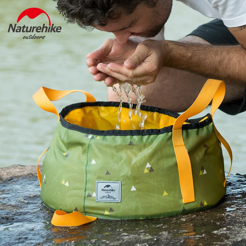Naturehike nuevo 10L/16L portátil al aire libre ultraligero de cuenca de agua plegable contenedor Camping Picnic lavado cubo PU5000 bolsa