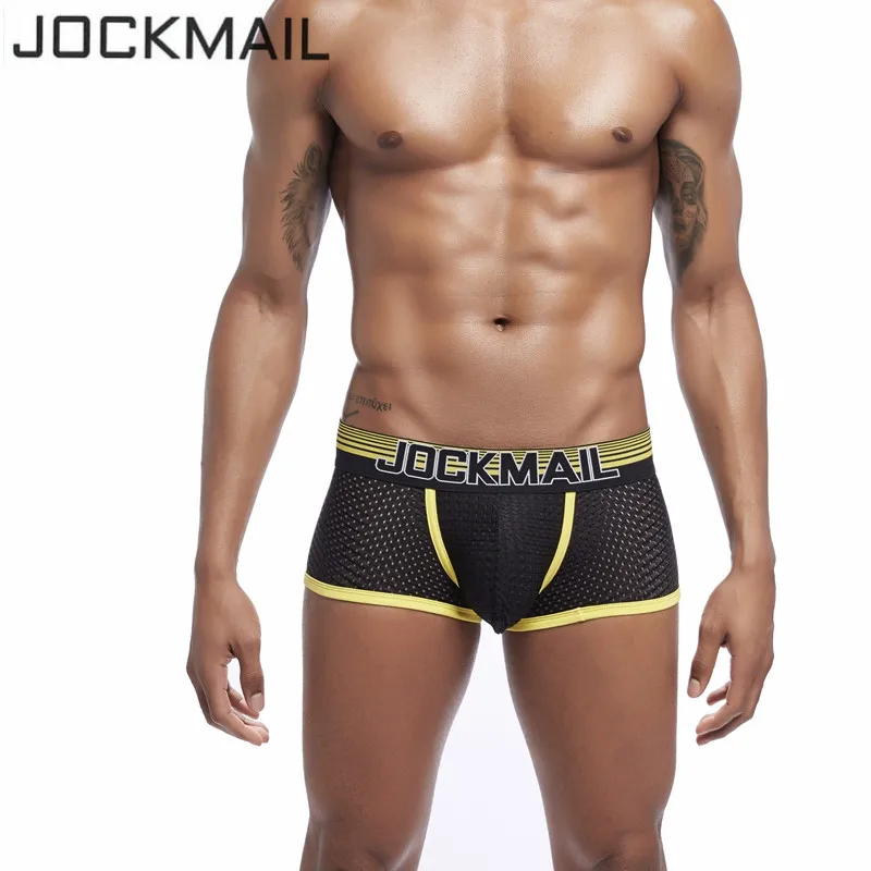 JOCKMAIL, Новое мужское нижнее белье, мужские боксеры, шорты, сексуальный u-выпуклый дизайн, Гей Нижнее белье, мужские трусы, сетчатые дышащие мужские трусы