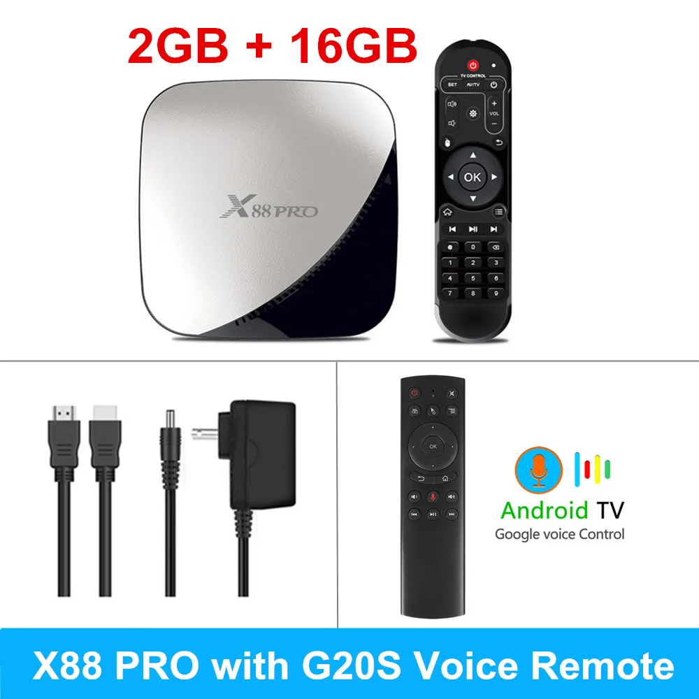 X88 PRO 9,0 Android tv Box Rockchip RK3318 4 Гб ОЗУ 3 2G B 64 ГБ H.265 4K голосовой помощник Google Netflix Youtube 2G 16G медиаплеер - Цвет: 2GB 16GB G20S Voice