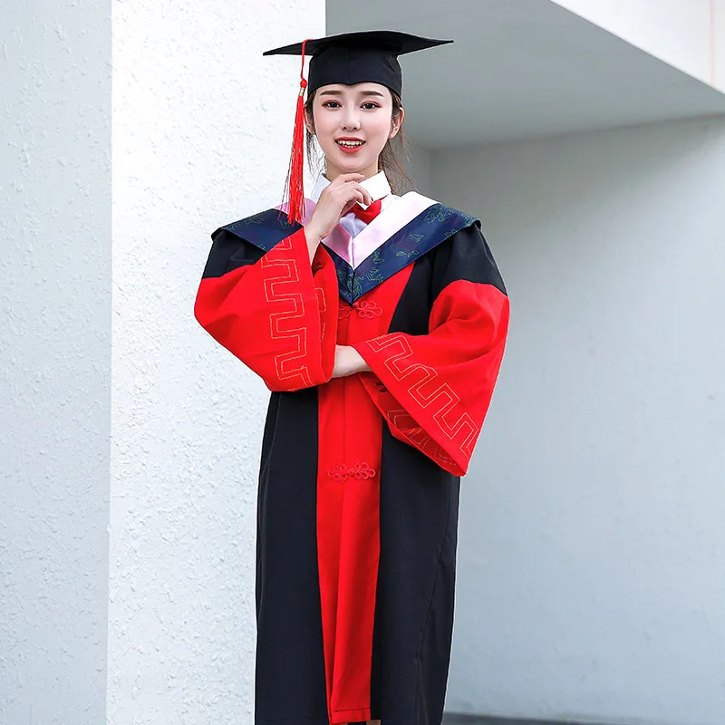 

School Student Graduation Robe Dress Master's Degree Clothing University Academic Uniform Adult Graduates Bachelor Gown S-XL