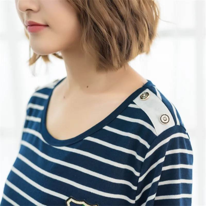 2018 New Summer Baby Romper+ Mom Dresses Parent&Child Cloth Set Korean Casual Knee-Length A-Line Striped Dress White,Blue Color02
