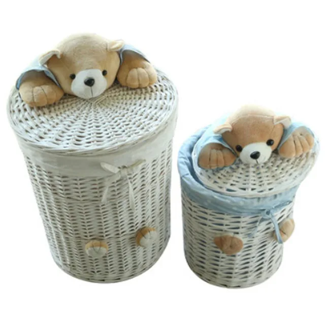 Woven Wicker Baskets Round Laundry Hamper Sorter Storage Basket With Woven Wicker Baskets Round Laundry Hamper Sorter Storage Basket With Bear Head Lid Small Large