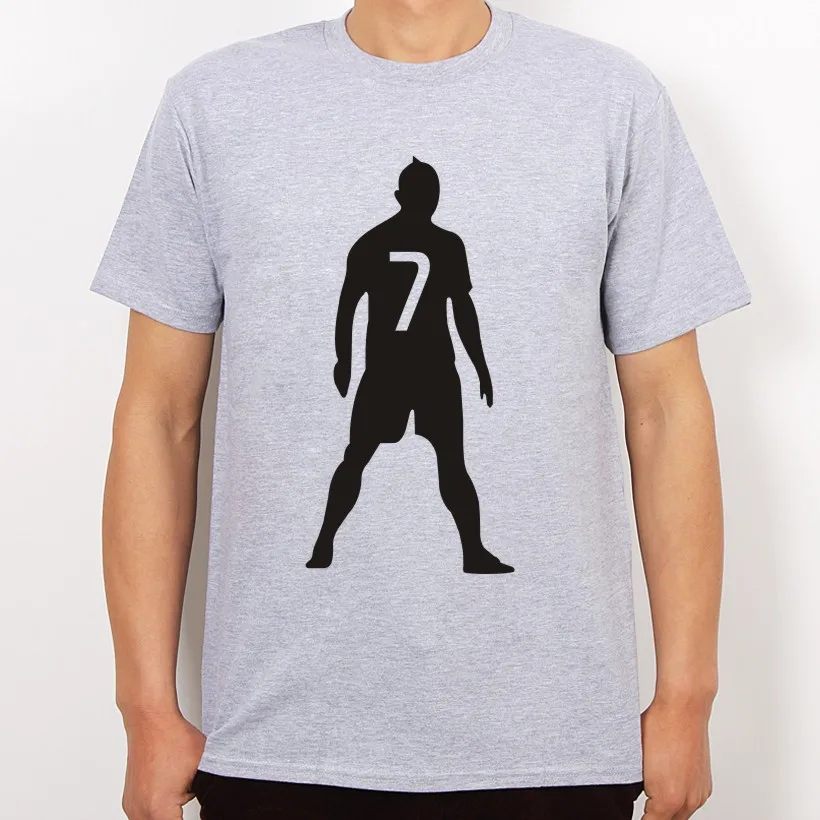 2016 Серый Криштиану Роналду 7 Печать Футболки Camisetas Продлен Футболка Мужская