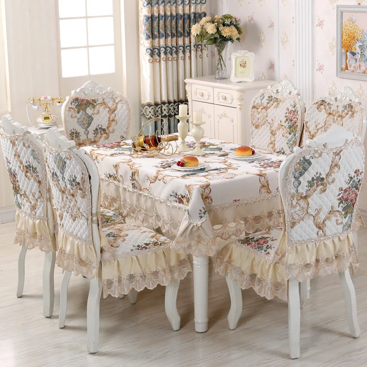  Proud Rose Chenille Table Cloth European Dining Table Cover Chair Cushion Cover Round Tablecloths