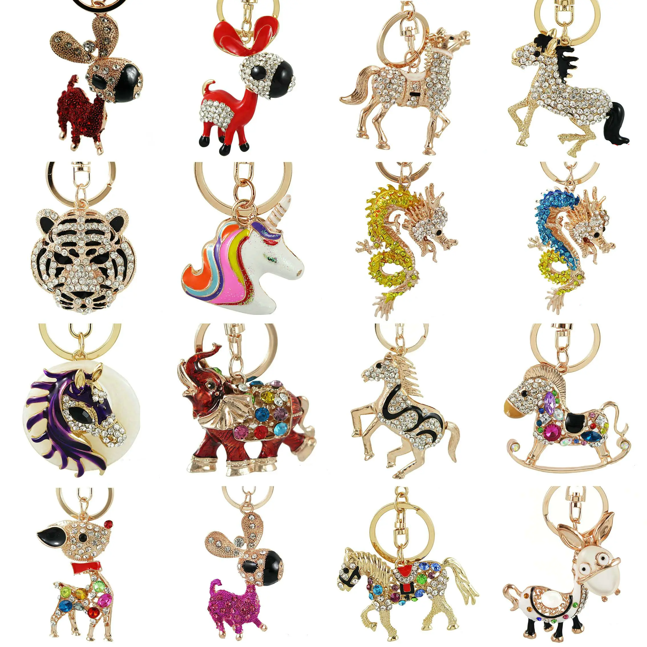 

Crystal Horse Dragon Rhinestone deer Metal Key Chains Holder HandBag Pendant Fashion Keyrings Keychains For Car Best Gift
