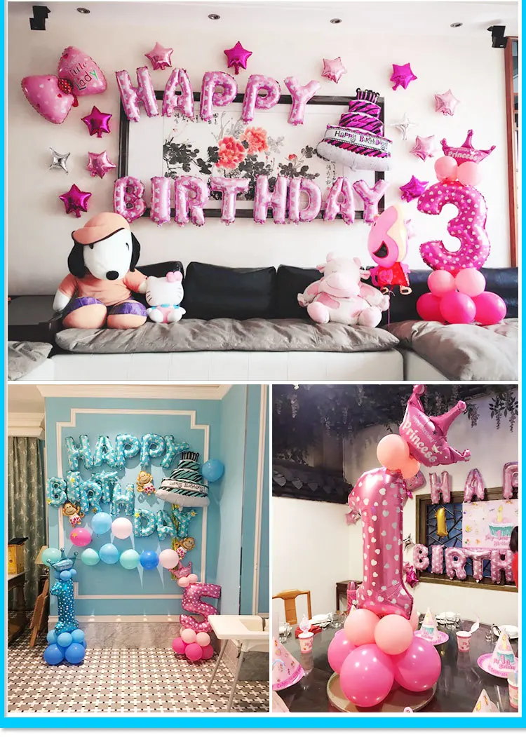 1 шт., воздушный шар на 2-й день рождения, с днем рождения, 2 года, украшения на день рождения, детский гелиевый баллон, голубые, розовые латексные шары, конфетти, для мальчиков и девочек
