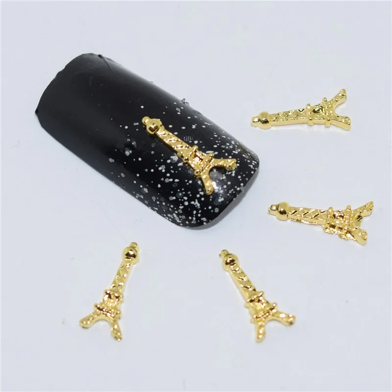 

10psc New Gold the Eiffel Tower 3D Nail Art Decorations,Alloy Nail Charms,Nails Rhinestones Nail Supplies #063
