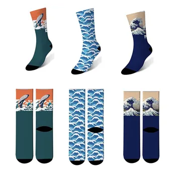 

Summer Trend Harajuku Street Fashion Women's Long Socks Creative Crazy Hip Hop Crew Art Knee Socks Cotton Women 6S-ZWL34