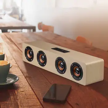 

Handsfree Home Audio Desktop speaker Music Player 12W Bluetooth Speakers Wireless Stereo Subwoofer Altavoz Wood caixa de som