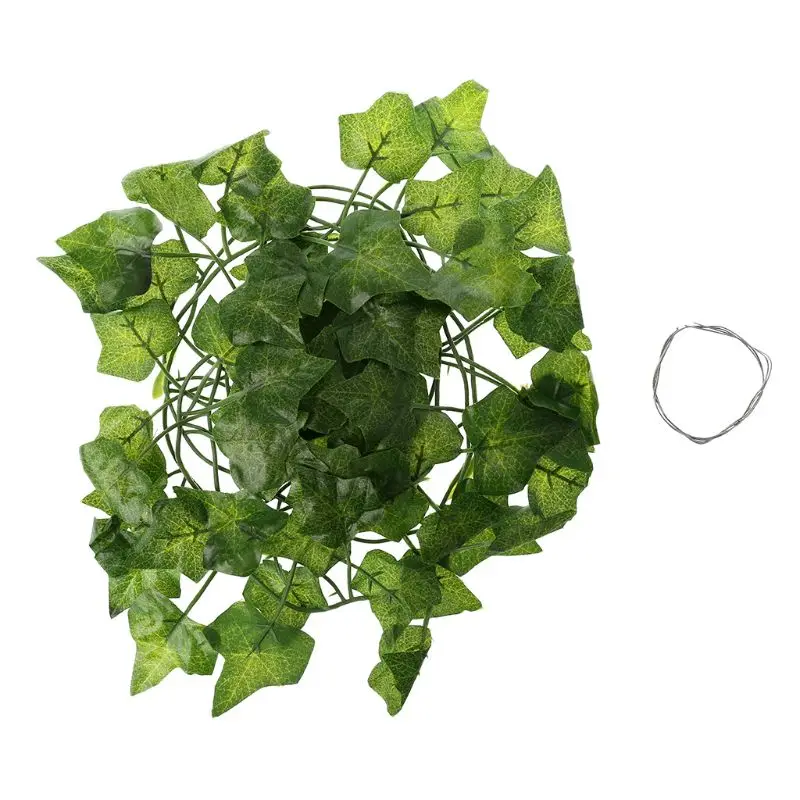 Reptile Terrarium Box Artificial Vine Decoration Lizard Green Leaves Fake Plants