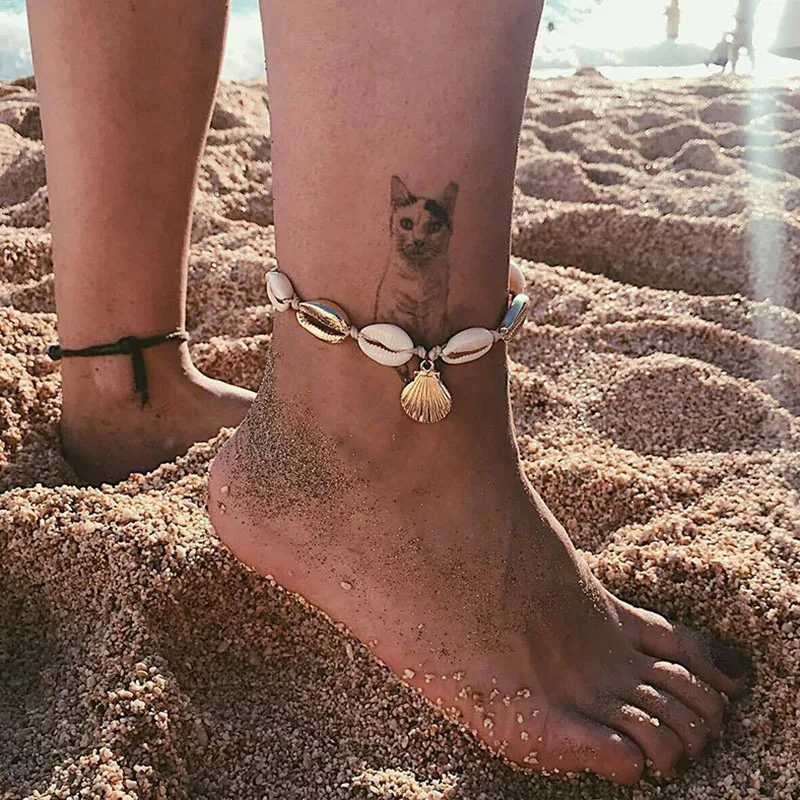 

Vintage Antique Anklet Chain Women shell sequins Beads Geometric Charm Bohemian Ankle Bracelet Boho Sandals Foot Jewelry drop s