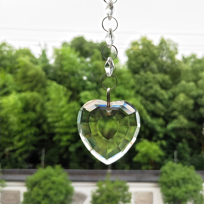 

Glass Suncatcher Faceted Prism Crystal Love Heart Chandelier Center Part DIY Windows Decoration Hanging Sun Catcher 160mm