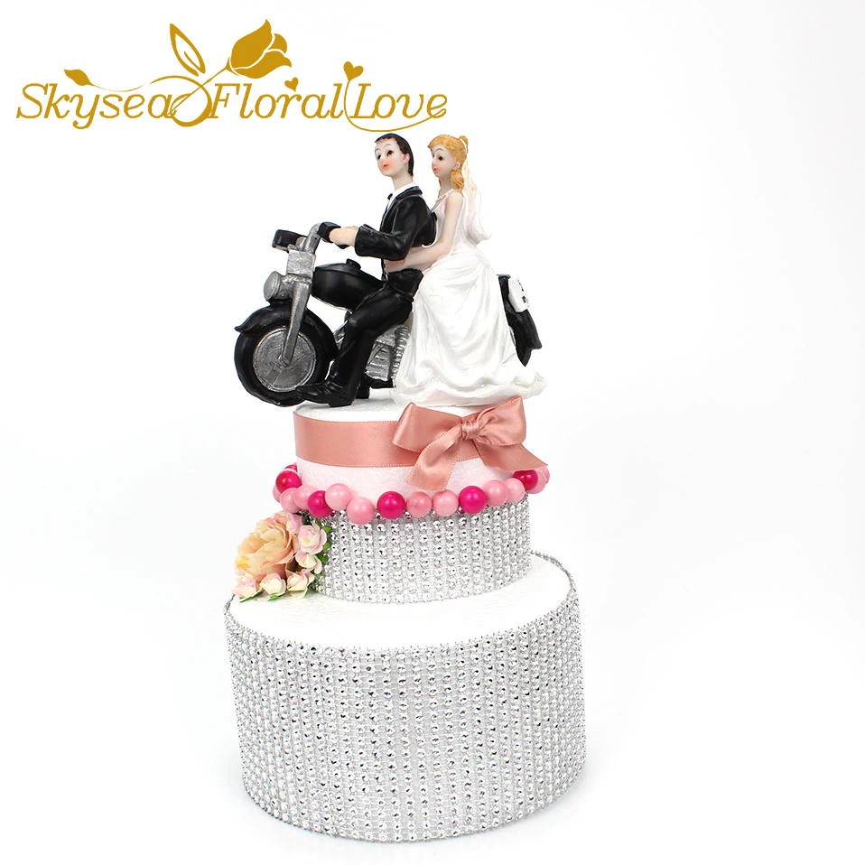 Свадебный торт Топпер романтическая невеста жених мотоцикл автомобиль Смола торт топперы свадебные принадлежности