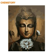 CHENISTORY Frame Lotus Buddha DIY Painting By Numbers Acrylic Paint By Number Handpainted For Home Decor Calligraphy Painting