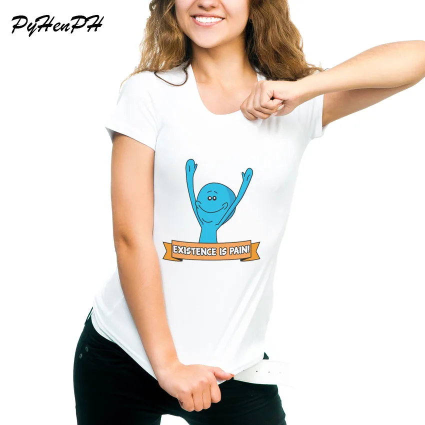 

Rick And Morty T Shirt Women Mr Meeseeks - Existence Is Pain T shirt femme Harajuhu Tees Women Tops Brand Shirts