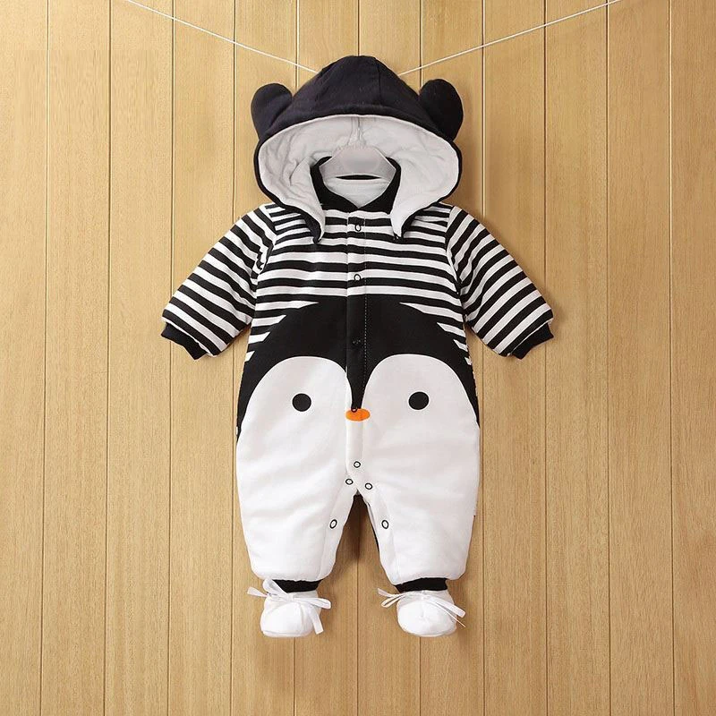 2019 Baby Rompers Winter Thick Warm Baby boy Clothing Long Sleeve Hooded Jumpsuit Kids Newborn Out