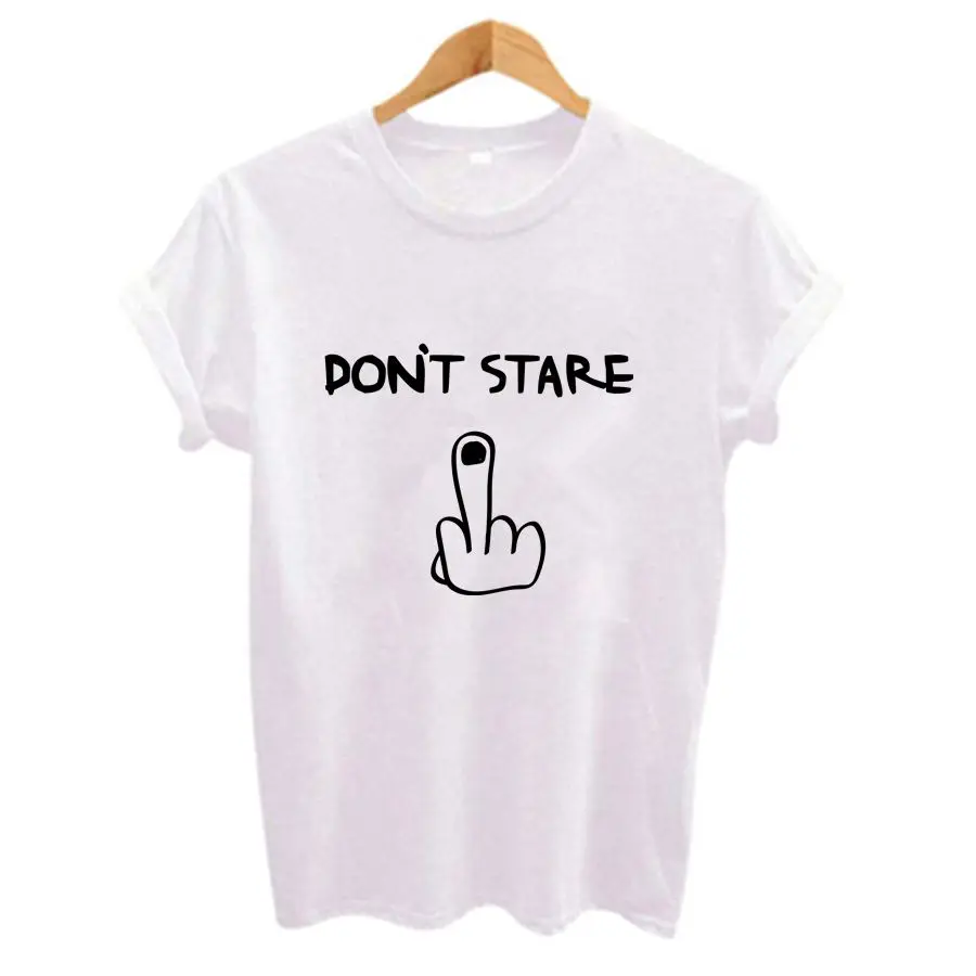 Dont Stare Letter Printed T Shirt Summer Short Sleeves O-neck T-shirt Funny Plus Size Tops Tees