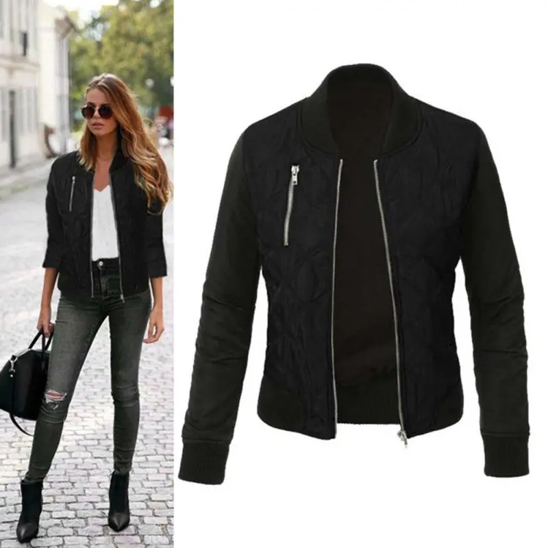 

Autumn Women Basic Coat Casual Long Sleeve Bomber Jacket Outwear Jackets Abrigos Mujer