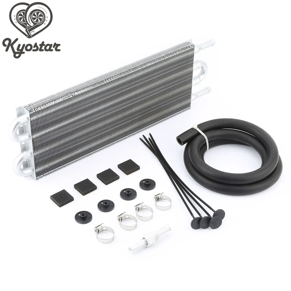 

Universal 4 Row Aluminum Transmission Oil Cooler With Complete Installation Kit