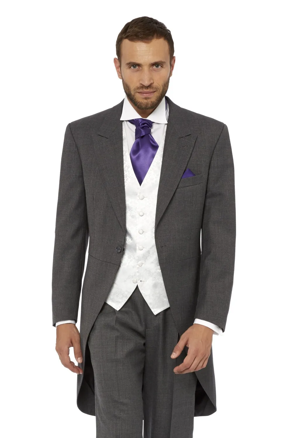 Men Suit Set morning suit long knee length terno trajes wedding suits ...