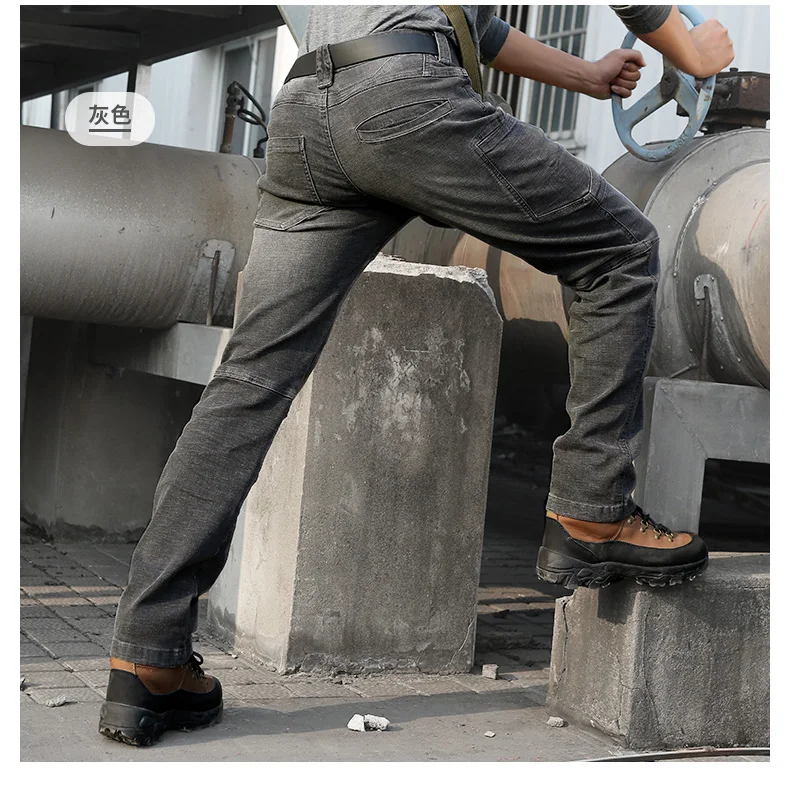 2019 Новый SWAT военные Стиль рабочие джинсы Для мужчин мотоцикл джинсовой охоты Пеший Туризм стрейч тактические со множеством карманов