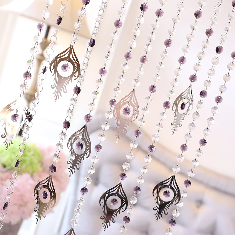 2015 Hot Sale Crystal Octagonal Beads Add Pteris Curtains For