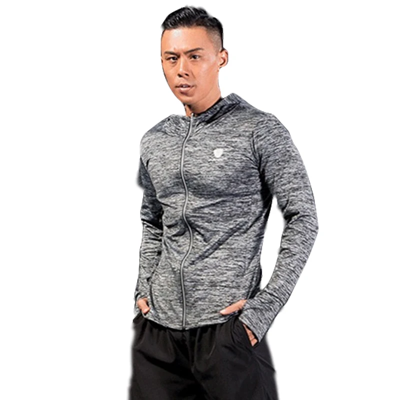 

Men's Fitness Clothes Long Sleeves Hooded Jacket Spring Sportswear Zipper Hoodies Men Workout Training Tops