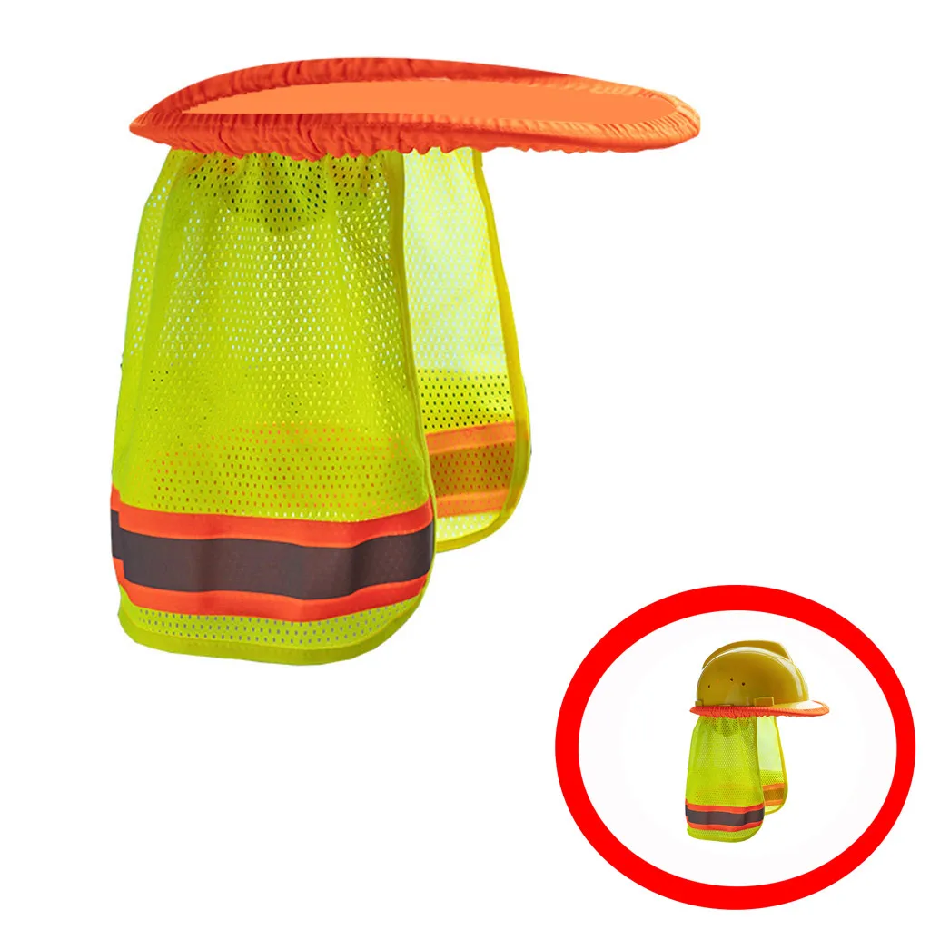 Желтый оранжевый шляпа уличная конструкция защитный шлем-каска солнцезащитный козырек шеи щит светоотражающие полосы защитные шлемы щит# p8