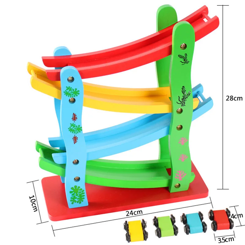 Candywood детская деревянная лестница скользящая машина деревянный слот трек автомобиль игрушки обучающая модель для скольжения игрушка для детей Подарки для мальчиков