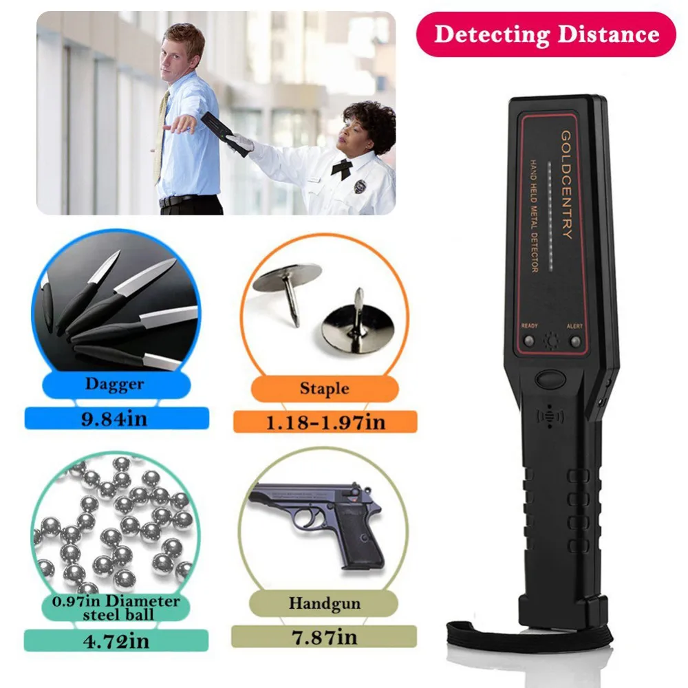 

Portable Metal Detector Safety Inspection Handheld Security Scanner Scanning Tool W/ 16 LED Indicator Lights Buzzer Vibration