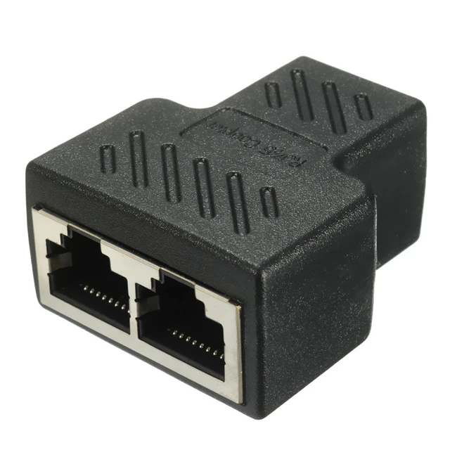 RJ45 Ethernet Splitter Connectors 1 to 2 Splitter Connectors Adapter LAN  Ethernet Plug Connector Compatible with Cat5 Cat6 Cable, Two Computer Can