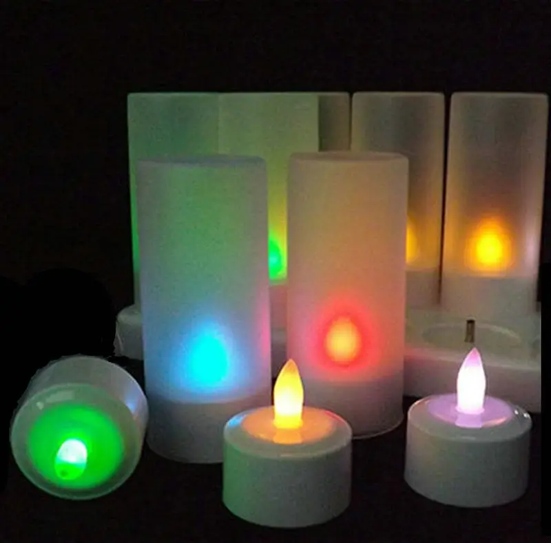 

6pcs/set Remote Controlled Rechargeable Tea Light LED Candles frosted Flameless TeaLight color Change candle lamp Party Wedding