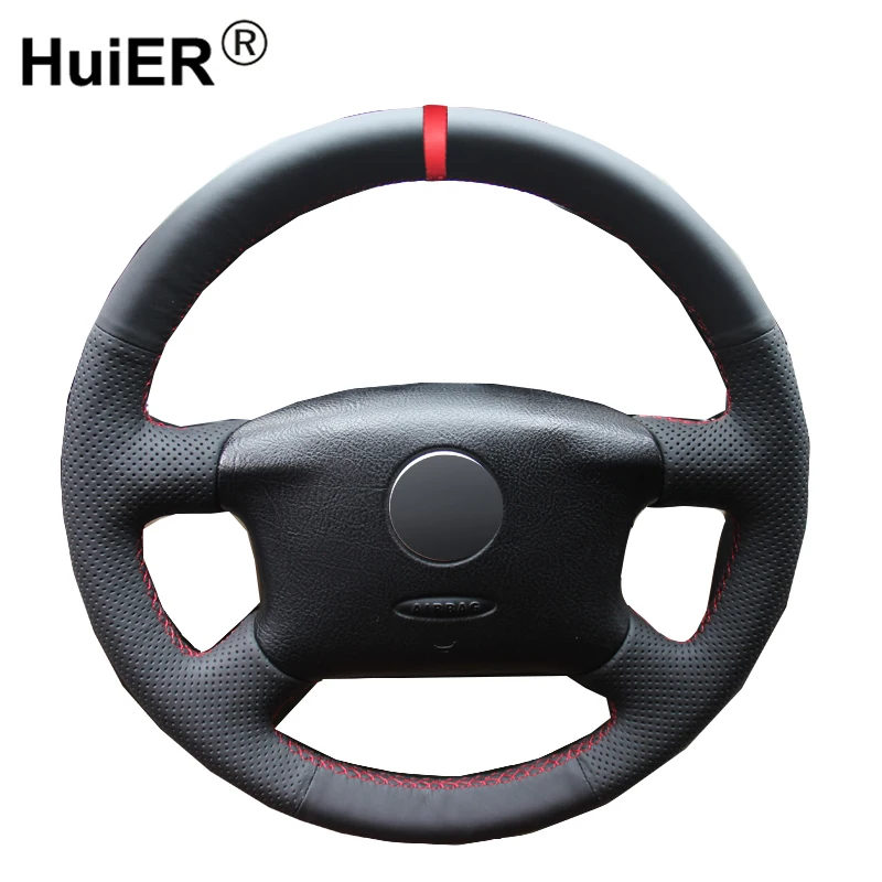 

Hand Sewing Car Steering Wheel Cover Car Styling Red Marker For Volkswagen VW Passat B5 1996-2005 Golf 4 1998-2004 Seat Alhambra