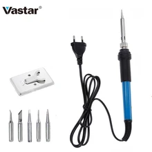 Электрический паяльник Vastar с регулируемой температурой 220 В 110 В 60 Вт сварочная наладочная станция для пайки теплового карандаша 5 шт. наконечников