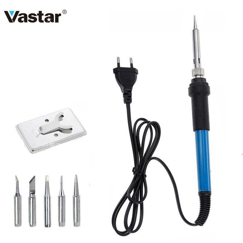 

Vastar Adjustable Temperature Electric Soldering Iron 220V 110V 60W Welding Solder Rework Station Heat Pencil 5pcs Tips