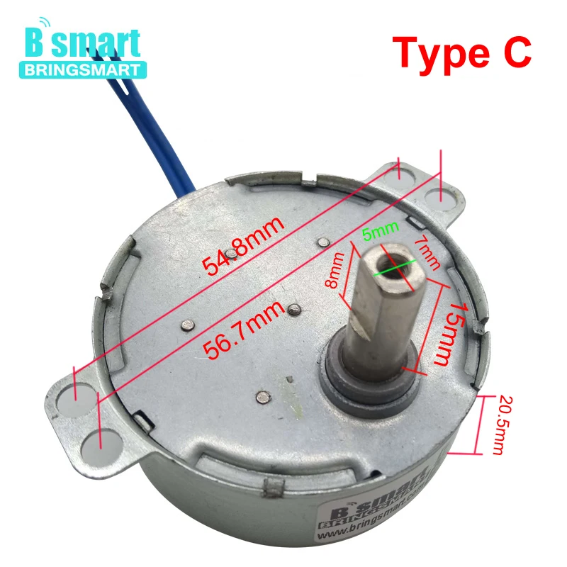 Bringsmart 110 В 220 В AC Микро Синхронный Мотор-редуктор 50 Гц 60 Гц Осциллирующий вентилятор двигатель микроволновая печь мини-двигатель переменного тока 0,9~ 70 об/мин