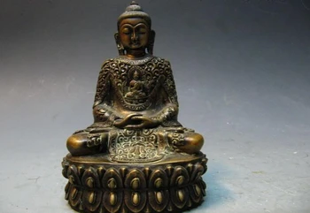 

USPS to USA S2981 Nepal Buddhism 100% Pure Bronze Copper Carved Amitayus Sakyamuni Buddha statue
