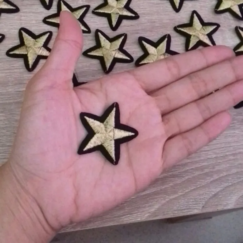 

Brand 20PCs Gold Star Embroidered Iron On Badges Patches For Clothing Cartoon Motif Applique Sticker For Clothes