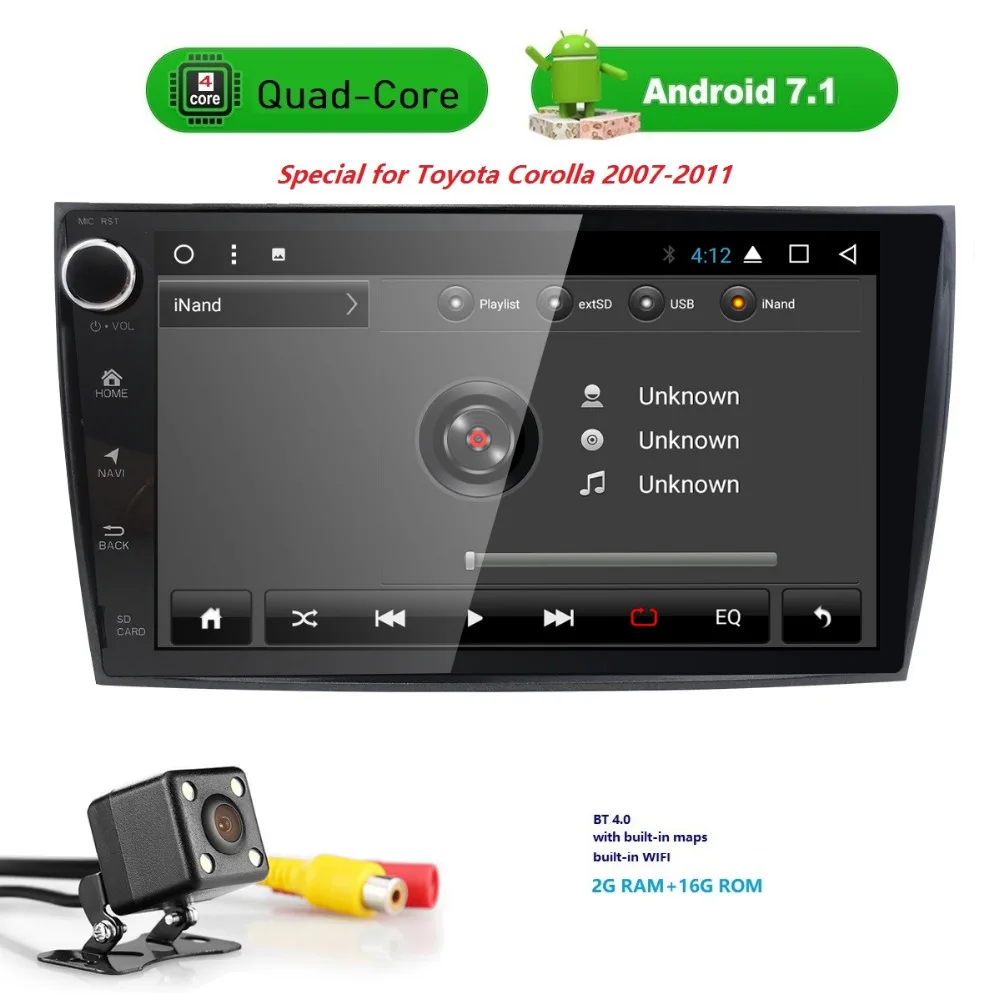 

9"2 din Car Radio Tape Recorder GPS Android 7.1 Car NO DVD Multimedia player For Toyota corolla 2007 2008 2009 2010 2011 Stereo