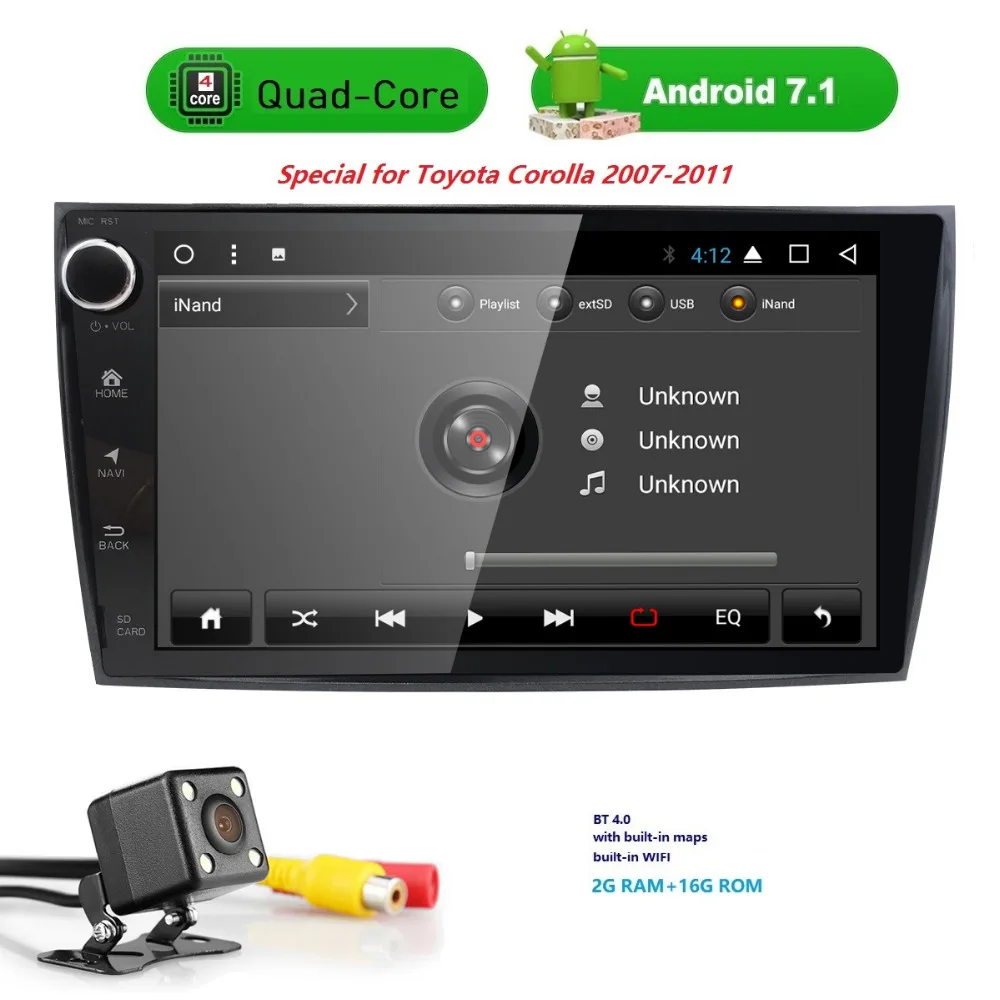 9 "2 Дин радио клейкие ленты регистраторы gps Android 7,1 автомобиль без DVD мультимедийный плеер для Toyota corolla 2007 2008 2011 2010 2009 стерео
